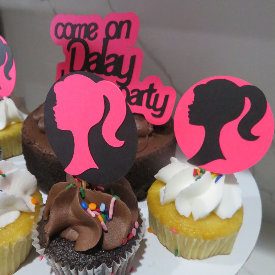 Barbie-inspired cupcake toppers