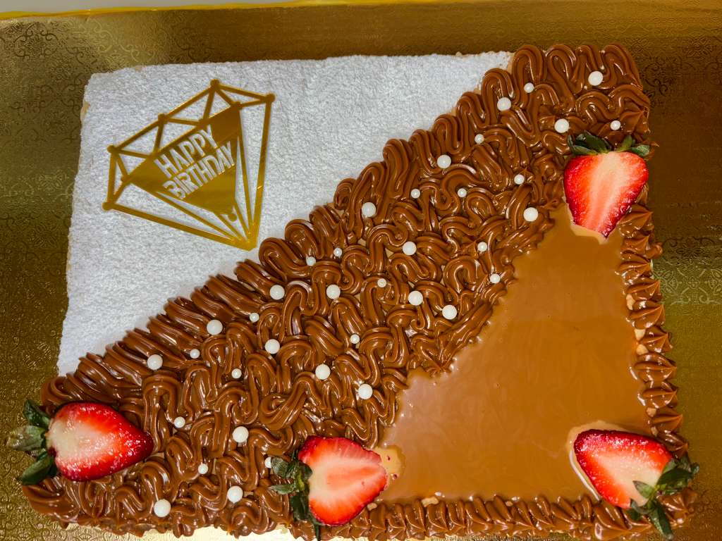Rectangular birthday milhojas dessert