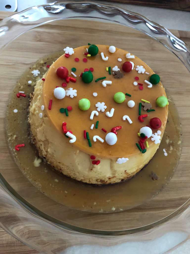 Flan decorated for Christmas