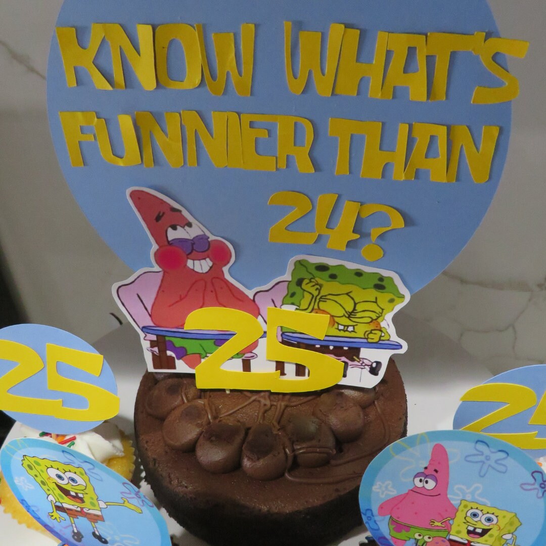 SpongeBob-inspired personalized cake and cupcake toppers