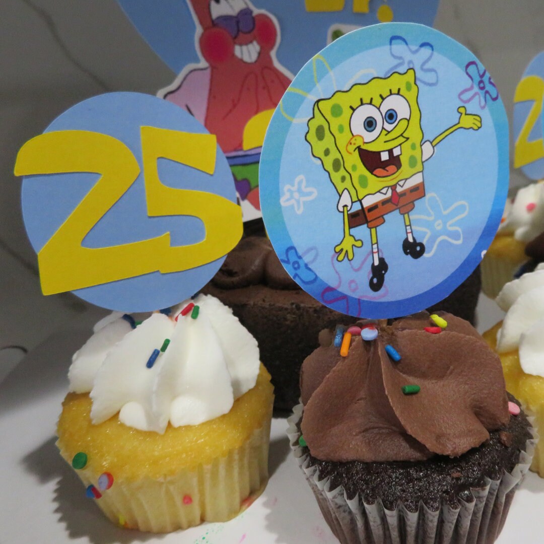 SpongeBob-inspired cupcake toppers